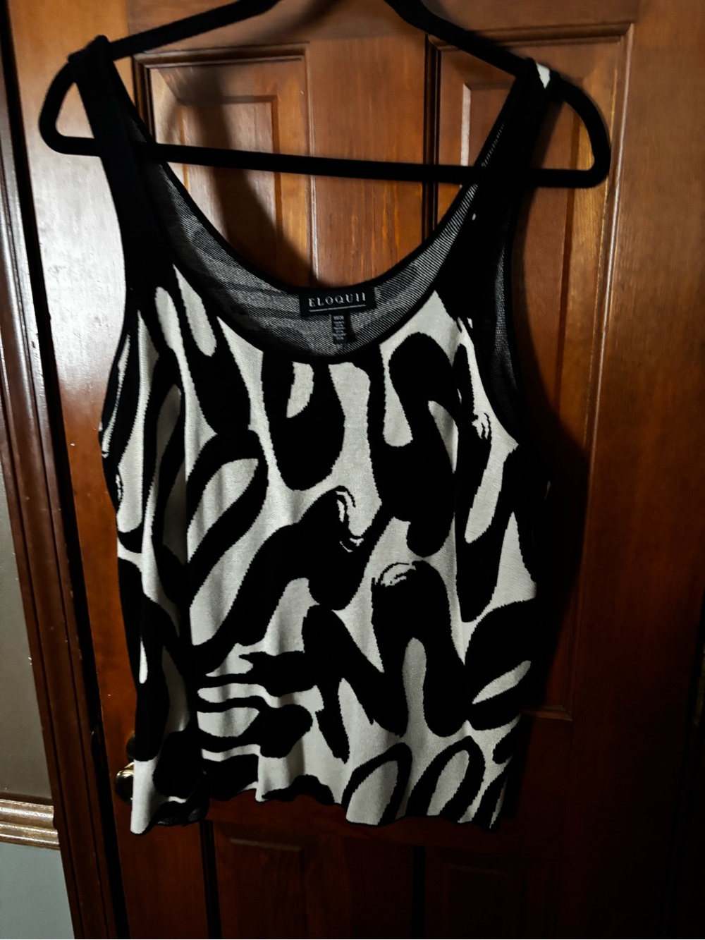 Eloquii Black and White Graphic Scoop Neck Tank